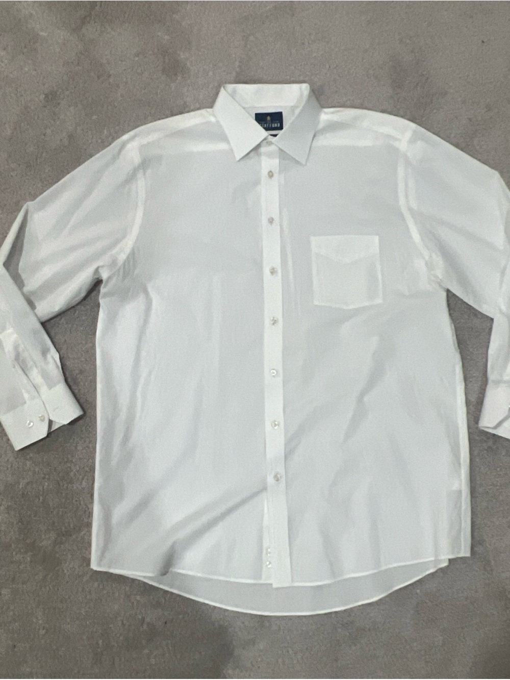 Stafford White Men's Long Sleeve Dress Shirt with Pocket